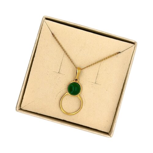 WISIOREK SREBRNY Z NATURALNYM AGATEM ZIELONYM SREBRO POZŁACANE 925