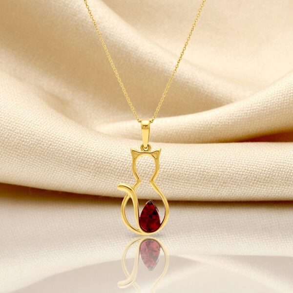 WISIOREK ZŁOTY KOT z CERTYFIKOWANYM BURSZTYNEM SREBRO POZŁACANE 925 KOTEK