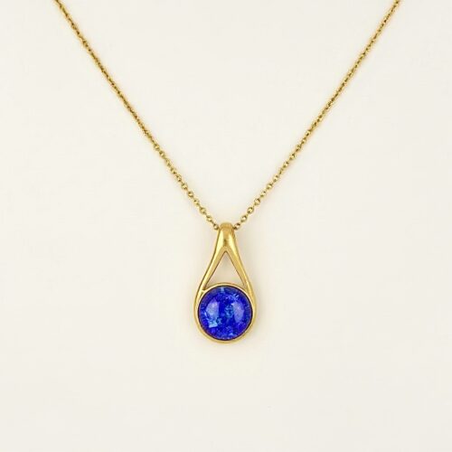 WISIOREK ZŁOTY z LAPISEM LAZULI – MINIMALISTYCZNY – SREBRO POZŁACANE 925