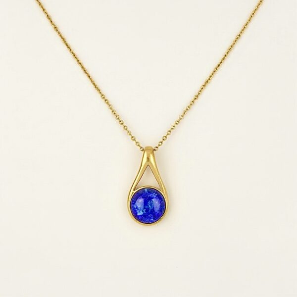 WISIOREK ZŁOTY z LAPISEM LAZULI – MINIMALISTYCZNY – SREBRO POZŁACANE 925