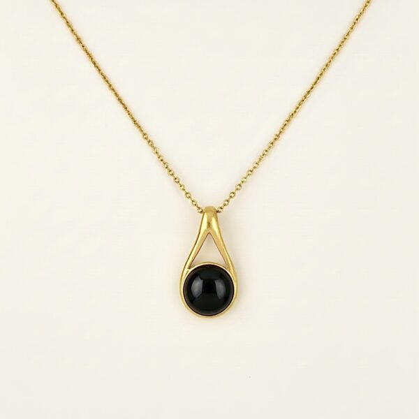 WISIOREK ZŁOTY z ONYKSEM - MINIMALISTYCZNY - SREBRO POZŁACANE 925