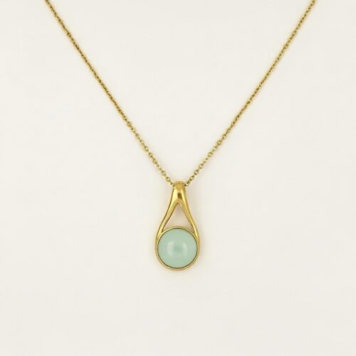 WISIOREK ZŁOTY z AGATEM AQUA – MINIMALISTYCZNY – SREBRO POZŁACANE 925