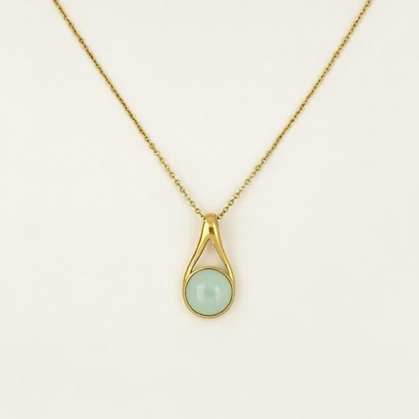 WISIOREK ZŁOTY z AGATEM AQUA – MINIMALISTYCZNY – SREBRO POZŁACANE 925