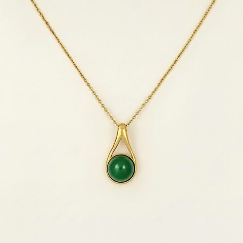 WISIOREK ZŁOTY z AGATEM ZIELONYM – MINIMALISTYCZNY – SREBRO POZŁACANE 925