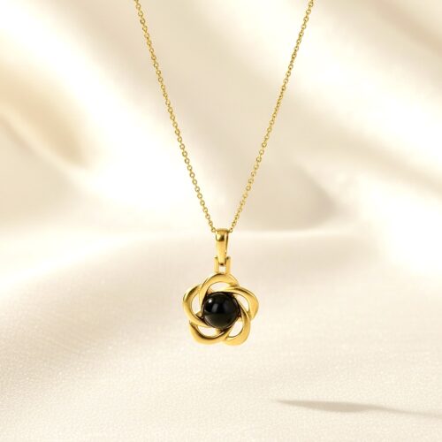 WISIOREK SREBRNY Z NATURALNYM ONYKSEM SREBRO POZŁACANE 925