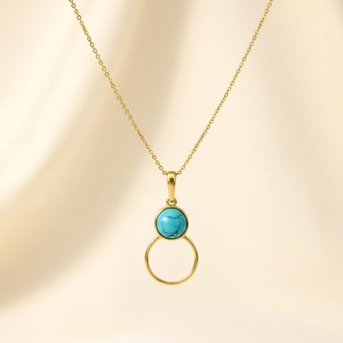 WISIOREK ZŁOTY z TURKUSEM SREBRO POZŁACANE 925