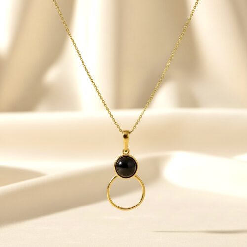 WISIOREK SREBRNY Z NATURALNYM ONYKSEM SREBRO POZŁACANE 925