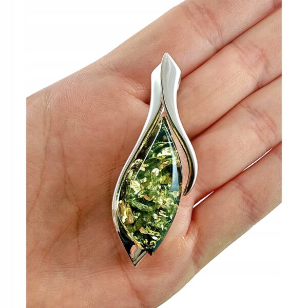 a2ccf412c94af5aba518c2944ed996f7.jpg Niepowtarzalny wisiorek srebrny z dużym zielonym bursztynem - unikat - Srebro 925