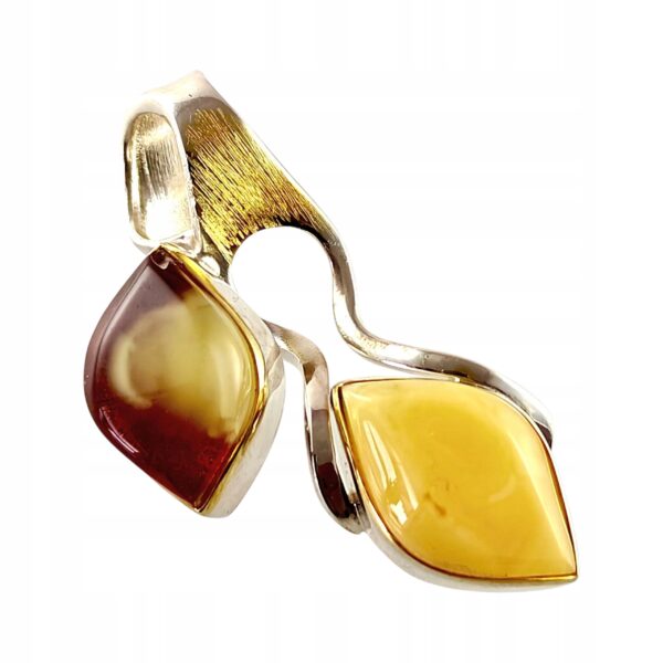 a55776aadf7da84e409b23de28c46090.jpg Niepowtarzalny wisiorek srebrny z dużym zielonym oraz wiśniowym bursztynem - unikat - Srebro 925