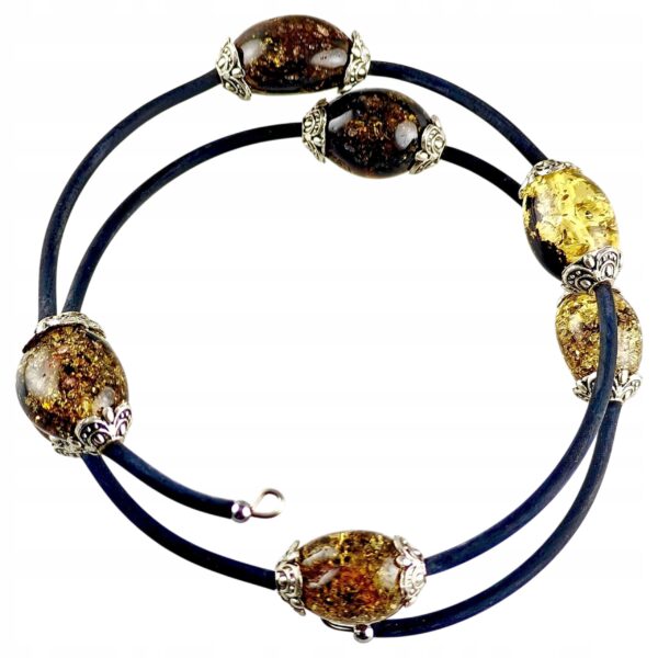 adc41da5bbf49ee354eb0068eb0285ac.jpg Bransoletka srebrna ze stali z certyfikowanym bursztynem - regulowana