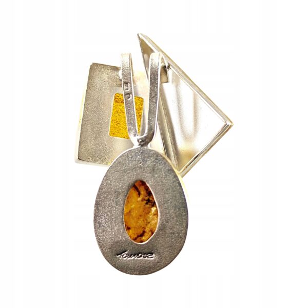 b3e398d145e408b298bf987f9bdccd33.jpg Niepowtarzalny wisiorek srebrny z dużym cytrynowym oraz mlecznym bursztynem - unikat - Srebro 925