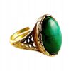 b92e9df08563eda011737df1a9ceb501.jpg ZŁOTY PIERŚCIONEK Regulowany z MALACHITEM PIĘKNY ELEGANCKI SREBRO Pozłacane