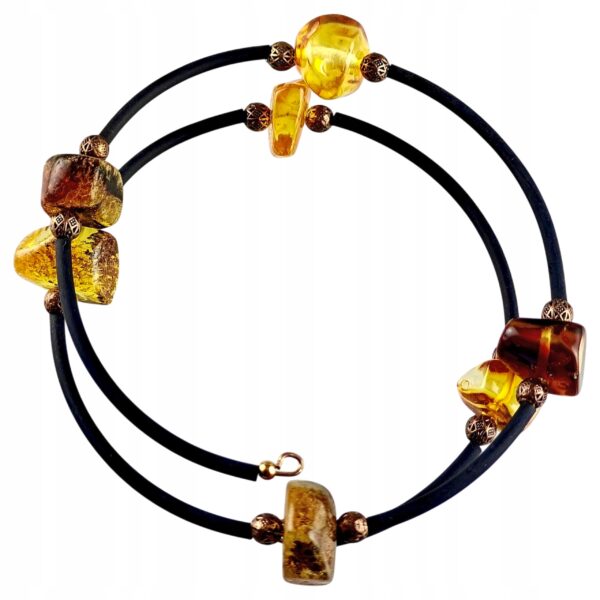 bfab7749f19e36bf53ed9a00824627d0.jpg Bransoletka srebrna ze stali z certyfikowanym bursztynem - regulowana