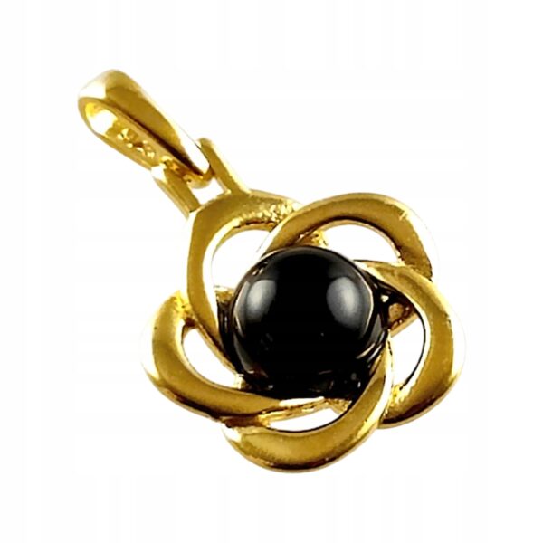 c5f2d424b3bb0e4e2859a8b250b14889.jpg WISIOREK ZŁOTY z ONYKSEM ŚLICZNY DELIKATNY PIĘKNY SREBRO POZŁACANE 925