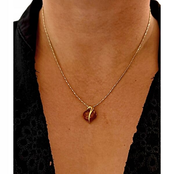 c7eb2f1906537bdca5535768ce54e8bd.jpg Wisiorek złoty serce serduszko z bursztynem - Srebro pozłacane 925