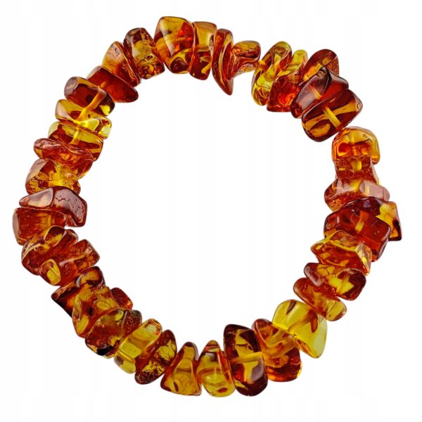 Bransoletka z certyfikowanym bursztynem - bursztyn szlifowany - Bransoletka na gumce