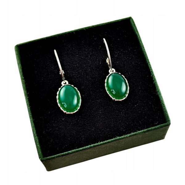 KOLCZYKI SREBRNE z AGATEM DELIKATNE PIĘKNE WISZĄCE ZAPIĘCIE ANGIELSKIE