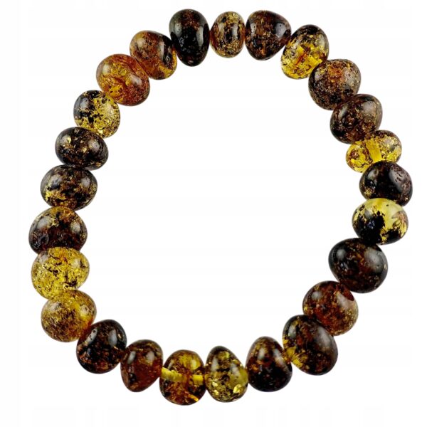Bransoletka z certyfikowanym bursztynem - bursztyn szlifowany - Bransoletka na gumce