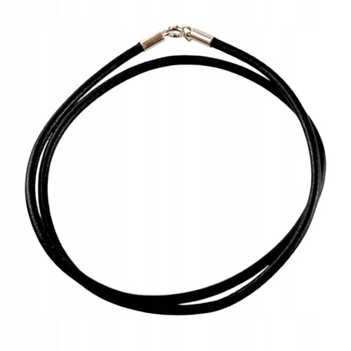 RZEMIEŃ SREBRNY SKÓRZANY GRUBY 3 MM RZEMYK ze SKÓRY Bydlęcej 45 CM CZARNY