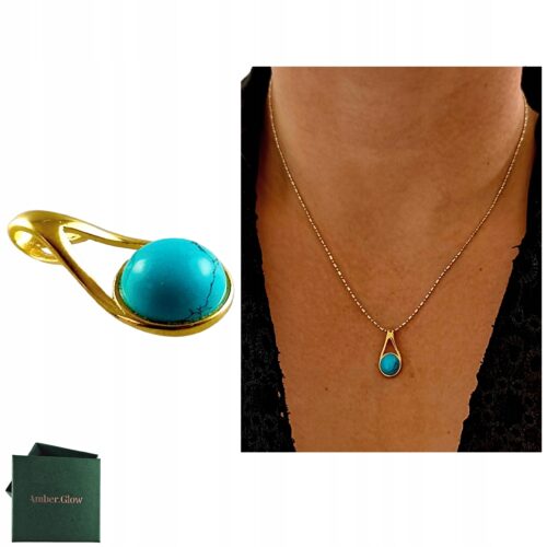 dc1911db60ca8a6e523a331afaac97be-1.jpg WISIOREK ZŁOTY z TURKUSEM ŚLICZNY DELIKATNY PIĘKNY SREBRO POZŁACANE 925