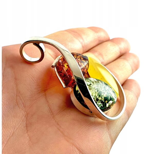 e11e032e5374051fedcaae918061dc2e.jpg Niepowtarzalny wisiorek srebrny z bursztynem - unikat - Srebro 925 - MIX Koniak Zielony Mleczny