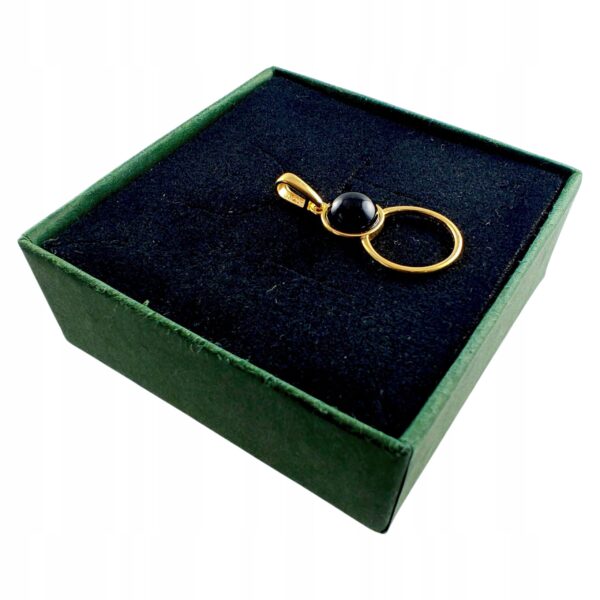 e7344baf68729cfb63256ece724d0111-1.jpg WISIOREK ZŁOTY z ONYKSEM ŚLICZNY DELIKATNY PIĘKNY SREBRO POZŁACANE 925