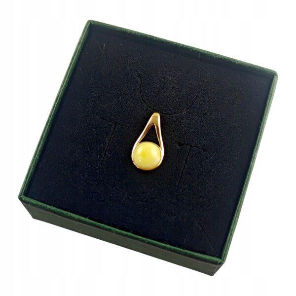 Wisiorek złoty z bursztynem - srebro pozłacane 925 - delikatny śliczny