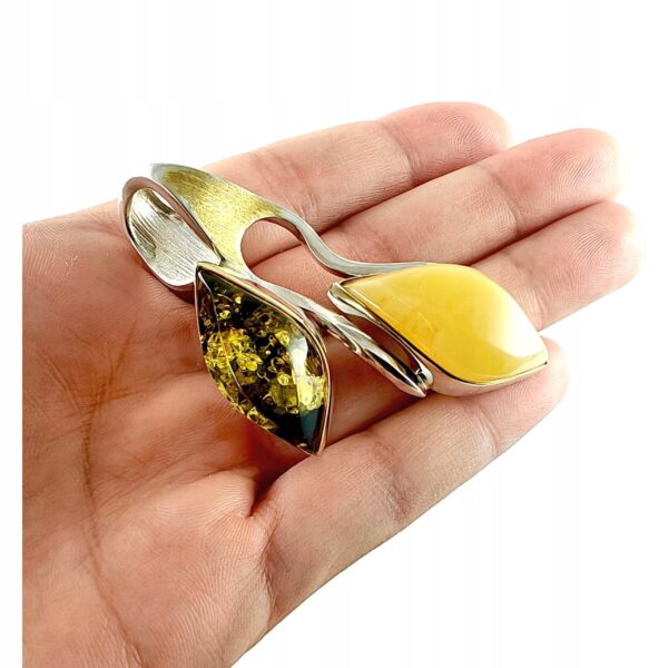 e86d6243c4e98dbb3e9e2e6371071729.jpg Niepowtarzalny wisiorek srebrny z dużym zielonym oraz mlecznym bursztynem - unikat - Srebro 925