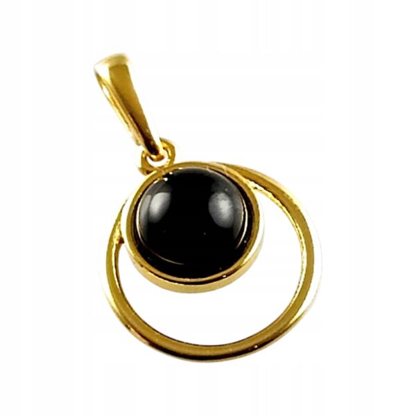 ebe64aa2cb94ccc50d7292346bab955b-1.jpg WISIOREK ZŁOTY z ONYKSEM ŚLICZNY DELIKATNY PIĘKNY SREBRO POZŁACANE 925