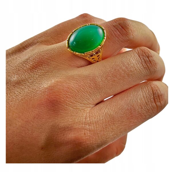 ed8e0340151d240686ea22377e10f358.jpg ZŁOTY PIERŚCIONEK Regulowany z AGATEM PIĘKNY ELEGANCKI SREBRO Pozłacane