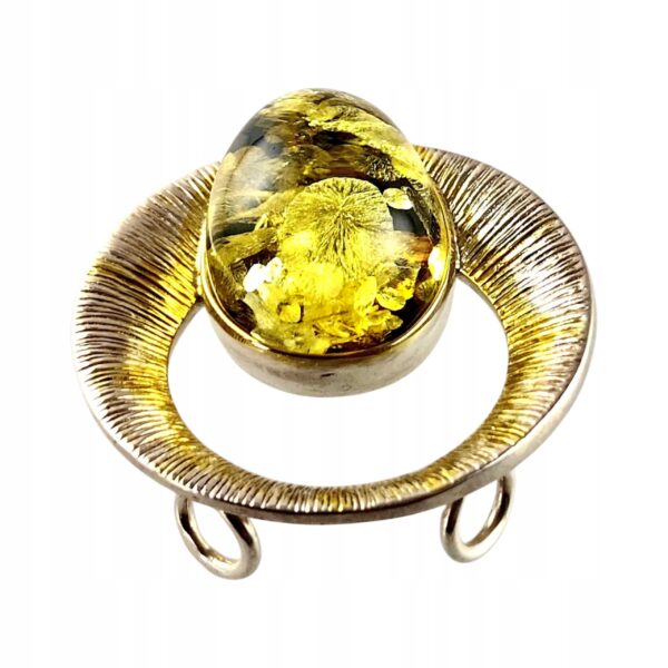 f1149fc3dd96d94a4bf41ef6be32d874.jpg Niepowtarzalny wisiorek srebrny z dużym zielonym bursztynem - unikat - Srebro 925