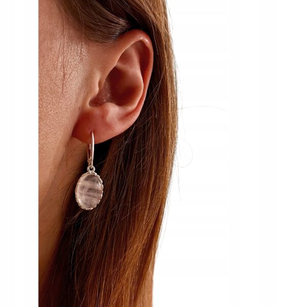 KOLCZYKI SREBRNE z KWARCEM DELIKATNE PIĘKNE WISZĄCE ZAPIĘCIE ANGIELSKIE