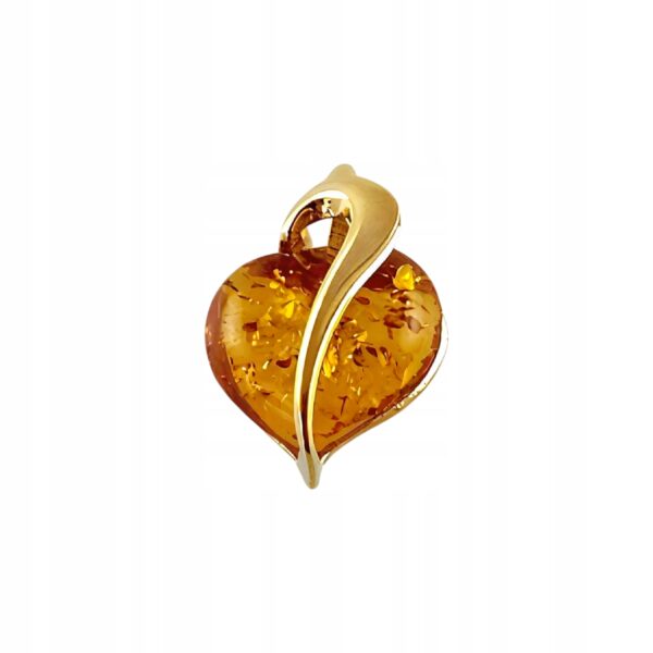 f216576b27bc044412cccad15f15abae.jpg Wisiorek złoty serce serduszko z bursztynem - Srebro pozłacane 925