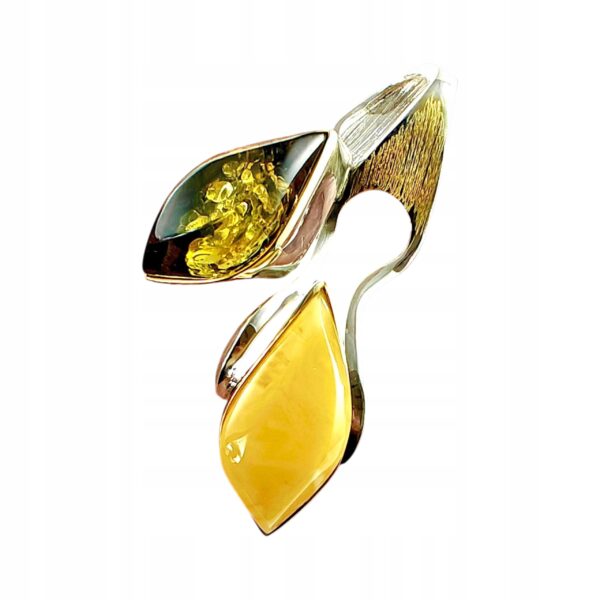 f419a91da334f42370626e32d1e31146.jpg Niepowtarzalny wisiorek srebrny z dużym zielonym oraz mlecznym bursztynem - unikat - Srebro 925