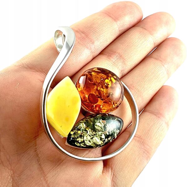 fb88f5c96c3700600c733e10e57c105f.jpg Niepowtarzalny wisiorek srebrny z bursztynem - unikat - Srebro 925 - MIX Koniak Zielony Mleczny