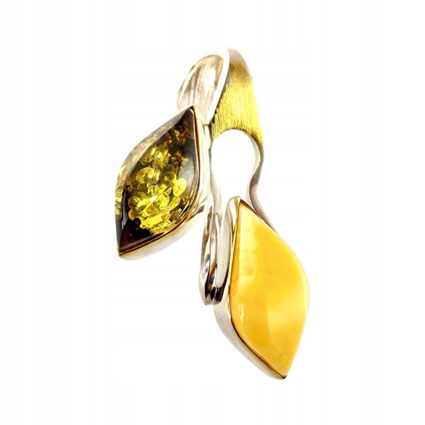 ff32e104f933c2b6dbd90a33028ecb0f.jpg Niepowtarzalny wisiorek srebrny z dużym zielonym oraz mlecznym bursztynem - unikat - Srebro 925