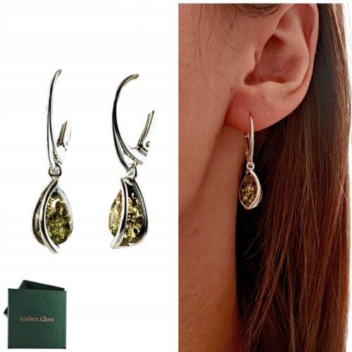 019eec5f78687d51acd5907e713b0f60.jpg KOLCZYKI SREBRNE z Bursztynem DELIKATNE Bigiel Angielski Srebro NA PREZENT