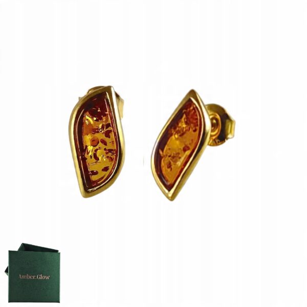 03da0191b5a29cf4026f0cbbc2d5ddd2-1.jpg KOLCZYKI ZŁOTE z CERTYFIKOWANYM BURSZTYNEM Piękne Sztyft Srebro Pozłacane