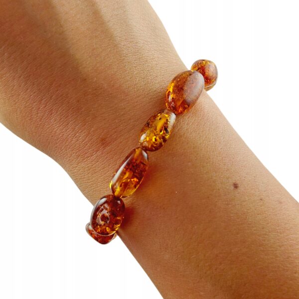 Bransoletka z certyfikowanym bursztynem - bursztyn szlifowany - Bransoletka na gumce