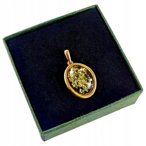 WISIOREK ZŁOTY Z CERTYFIKOWANYM BURSZTYNEM ZAWIESZKA SREBRO POZŁACANE 925