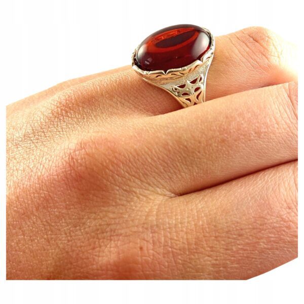 0ace986ae291b62d89a079fa0b9cfd8a.jpg PIERŚCIONEK SREBRNY REGULOWANY z DUŻYM Bursztynem Srebro PIĘKNY ELEGANCKI