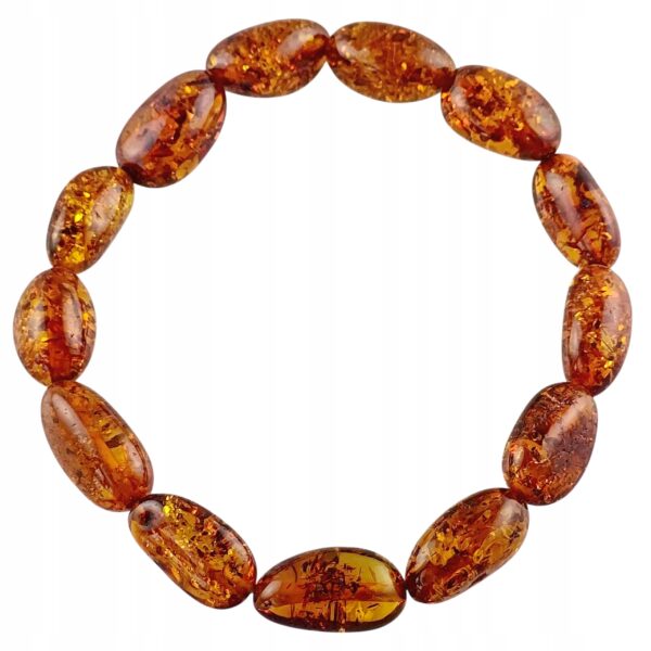 Bransoletka z certyfikowanym bursztynem - bursztyn szlifowany - Bransoletka na gumce