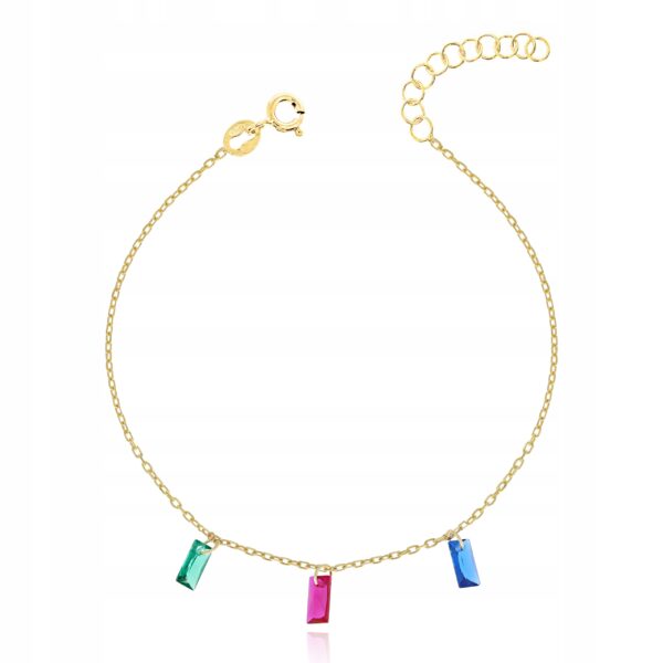 0edcfe51ecdfb9dad3c2d2a17eeba016.jpg BRANSOLETKA ZŁOTA KOLOROWE CYRKONIE SREBRO POZŁACANE DELIKATNA NA PREZENT