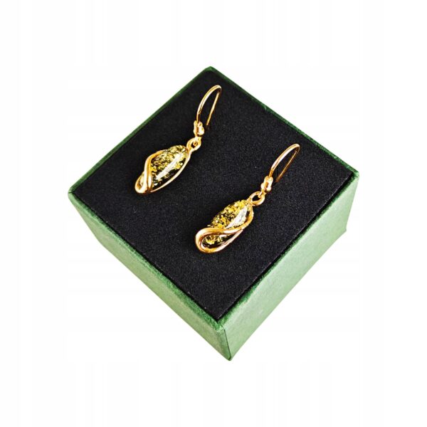 Kolczyki srebrne pozłacane z bursztynem