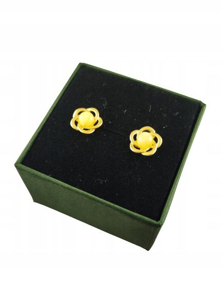 Kolczyki srebrne pozłacane z bursztynem