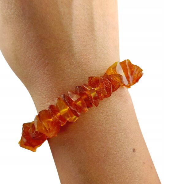 1256ef5729844f6f1e38cdfec9ddfa5d-3.jpg Bransoletka z naturalnym nieszlifowanym bursztynem - na gumce - miodowa