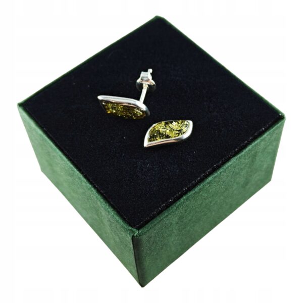 KOLCZYKI SREBRNE z BURSZTYNEM Bałtyckim ELEGANCKIE Sztyft SREBRO PREZENT