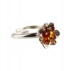 Pierścionek srebrny z bursztynem - kwiatek