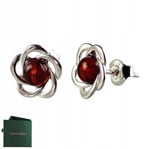 Kolczyki srebrne z bursztynem