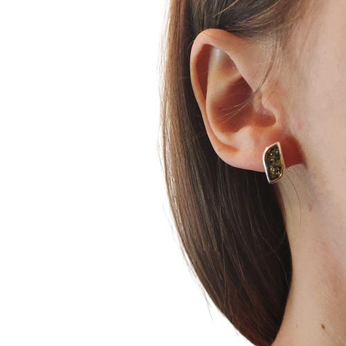 KOLCZYKI SREBRNE z BURSZTYNEM Bałtyckim ELEGANCKIE Sztyft SREBRO PREZENT